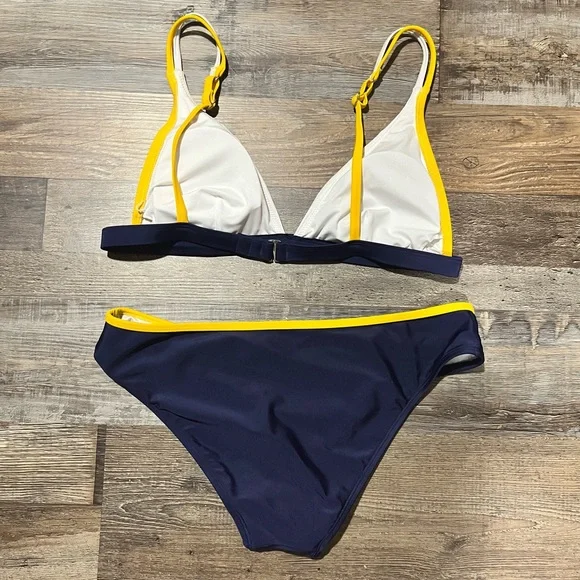 Cupshe Yellow and White Women's Bikini Size Medium Large - Picture 4 of 9